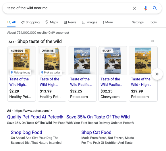 google shopping pet store