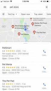 Pet Store Search Results